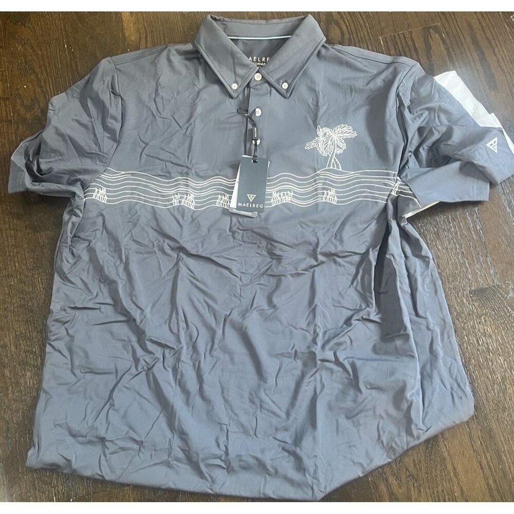 MaelReg Shirt Mens XL Dark Grey Polo Golf Performance Stretch New With Tags